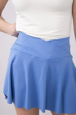 Simply Southern Crossed Waistband Skort for Women in Pool Blue | PP-0125-SKORT-CRSOVR-POOL