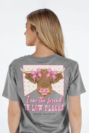 Simply Southern Friend In Low Places T-Shirt for Women in Heather Grey | SS-COW-HTHRGRY