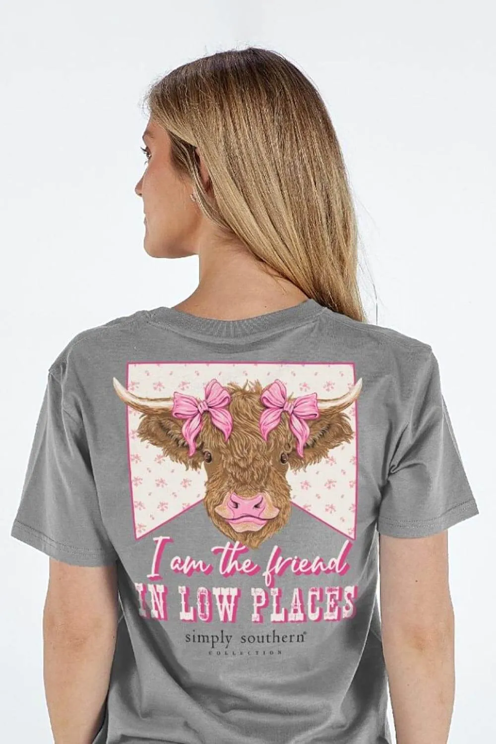 Simply Southern Friend In Low Places T-Shirt for Women in Heather Grey | SS-COW-HTHRGRY