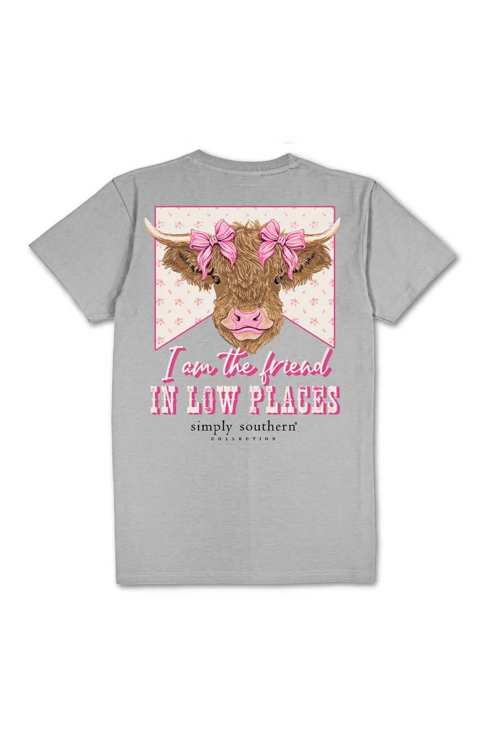 Simply Southern Friend In Low Places T-Shirt for Women in Heather Grey | SS-COW-HTHRGRY