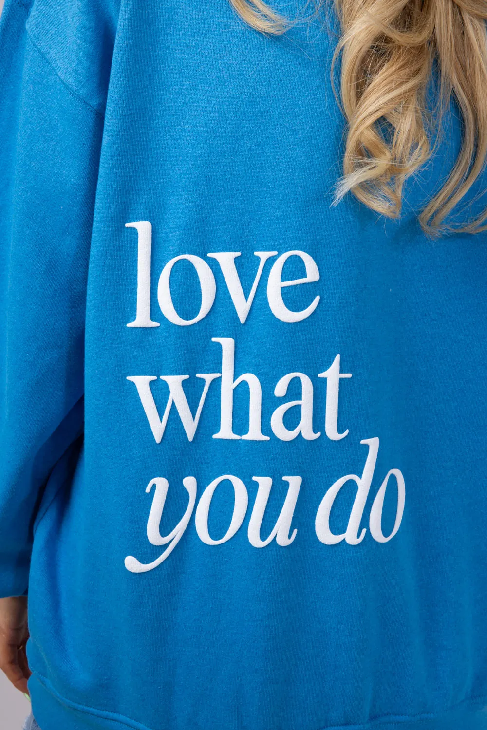 Simply Southern Love What You Do Sweatshirt for Women in Blue | CREW-LOVE-LAPIS