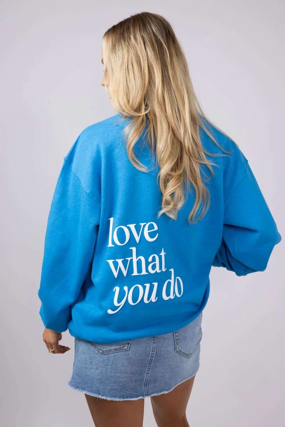 Simply Southern Love What You Do Sweatshirt for Women in Blue | CREW-LOVE-LAPIS