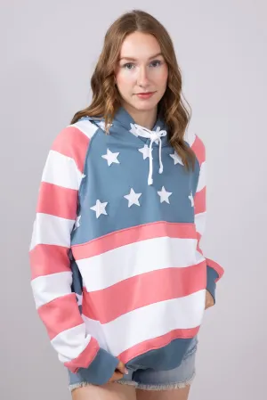 Simply Southern Patched Stars & Stripes Hoodie for Women in Multi | PP-0125-HD-PATCH-USA