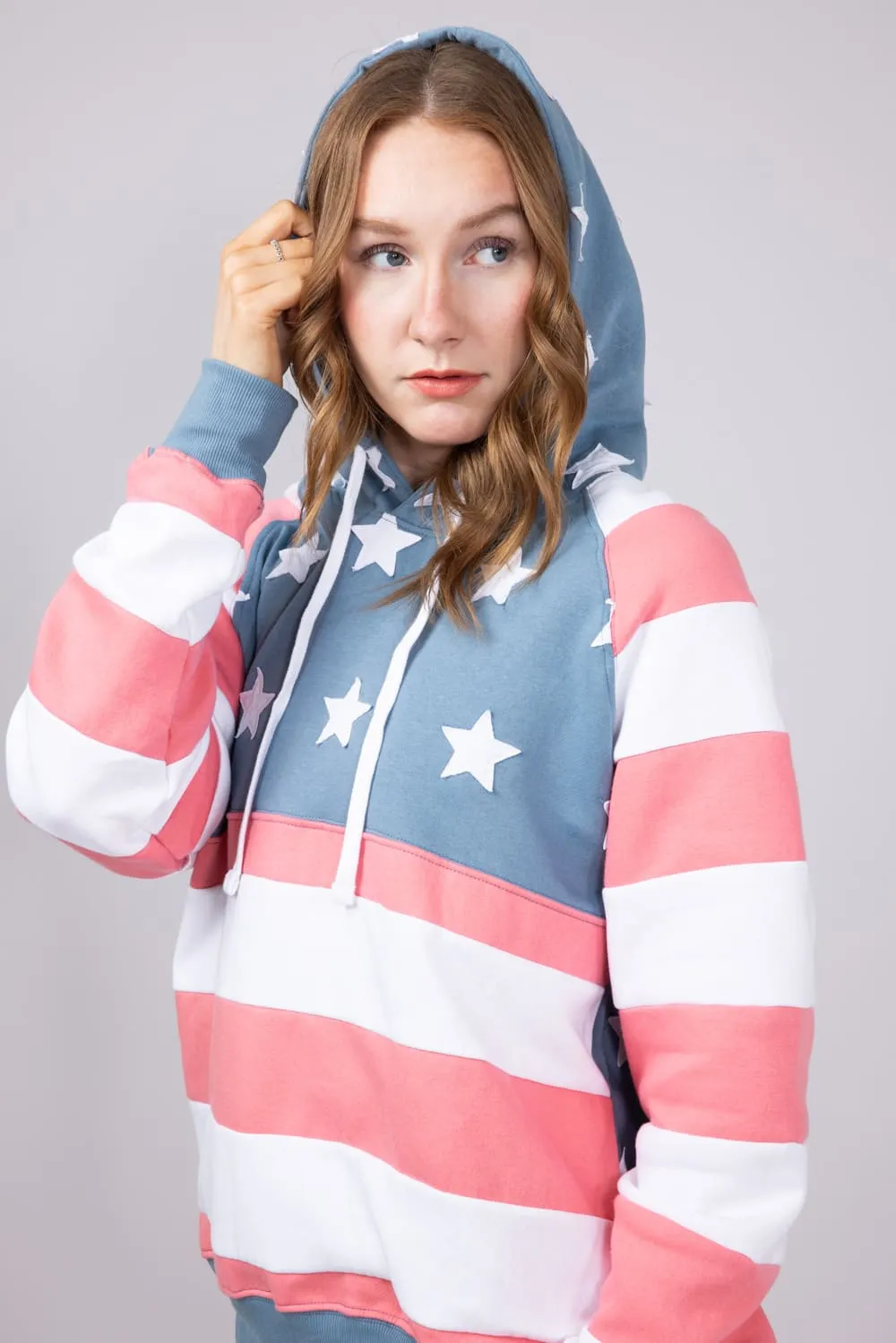 Simply Southern Patched Stars & Stripes Hoodie for Women in Multi | PP-0125-HD-PATCH-USA