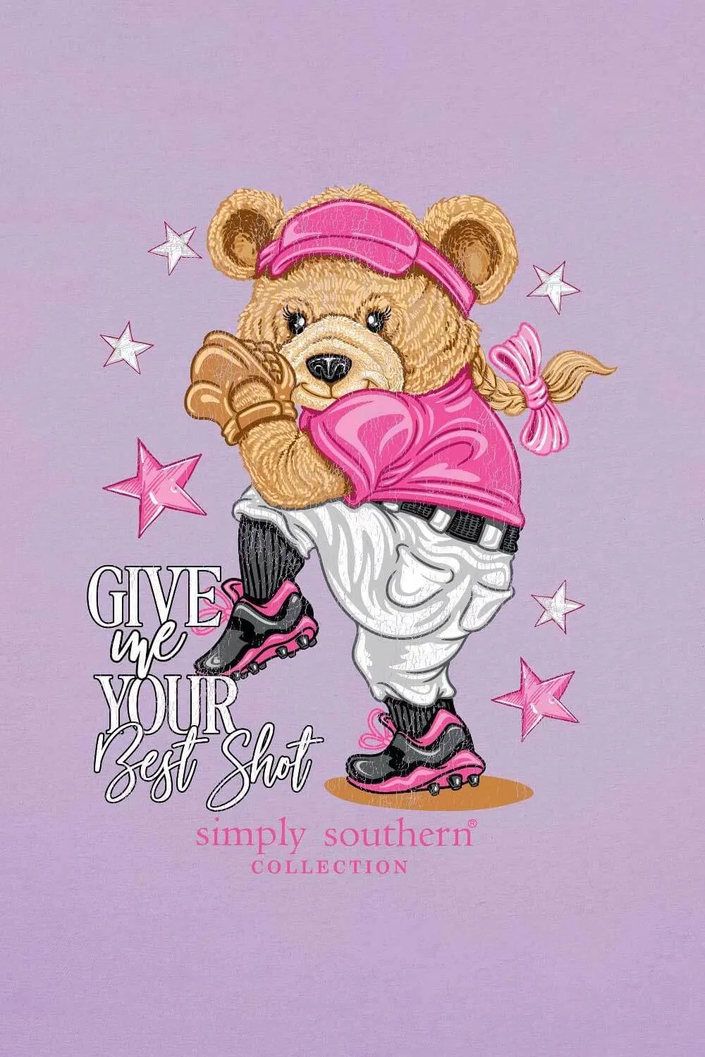 Simply Southern Plus Size Best Shot T-Shirt for Women in Lilac | EXT-SS-BEARBALL-LILAC