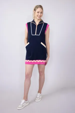 Simply Southern Quarter Zip Lounger Dress for Women in Royal Blue | PP-0125-DRS-DREW-ROYAL