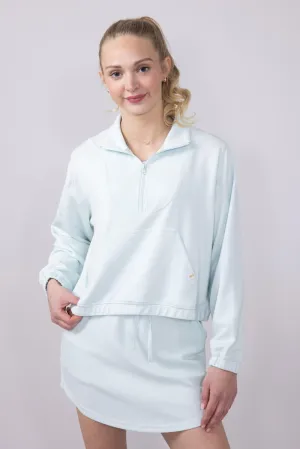 Simply Southern Ribbed Panel Modal Knit ¼ Zip for Women in Seafoam | PP-0125-PULL-QTRZIP-SEAFM