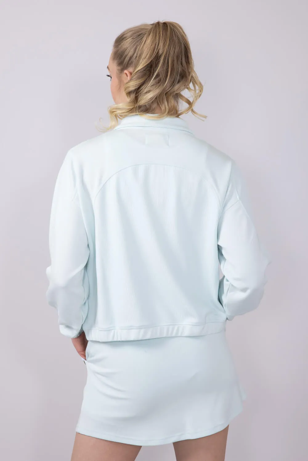 Simply Southern Ribbed Panel Modal Knit ¼ Zip for Women in Seafoam | PP-0125-PULL-QTRZIP-SEAFM