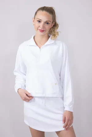 Simply Southern Ribbed Panel Modal Knit ¼ Zip for Women in White | PP-0125-PULL-QTRZIP-WHITE