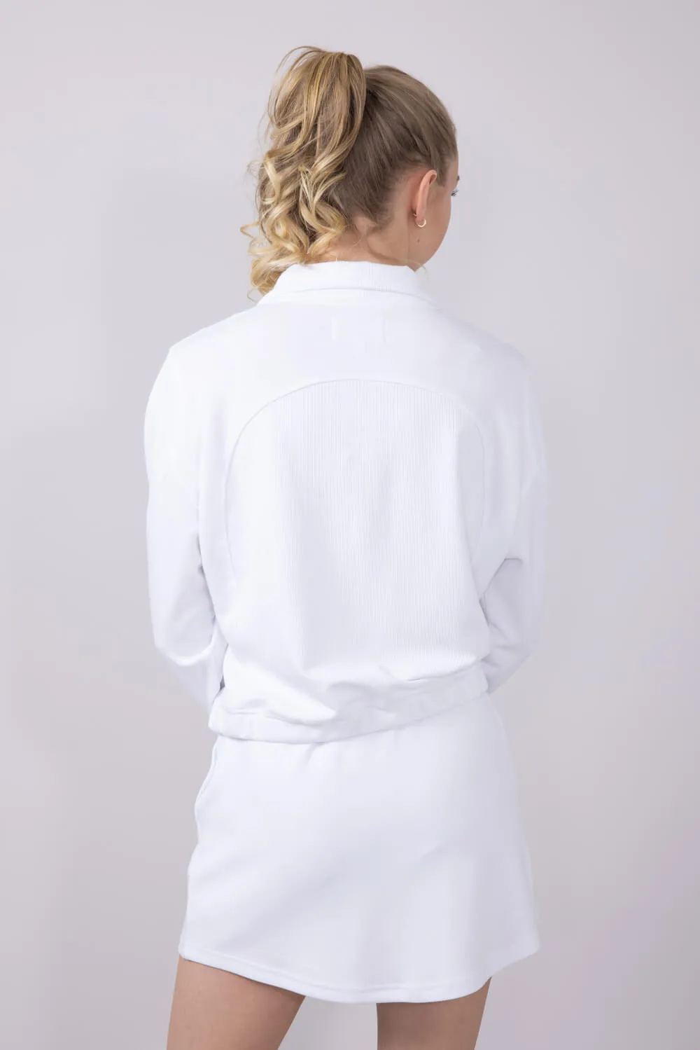Simply Southern Ribbed Panel Modal Knit ¼ Zip for Women in White | PP-0125-PULL-QTRZIP-WHITE