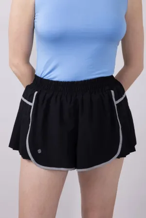 Simply Southern Side Pleated Shorts for Women in Black | PP-0125-SHORT-PLT-BLACK