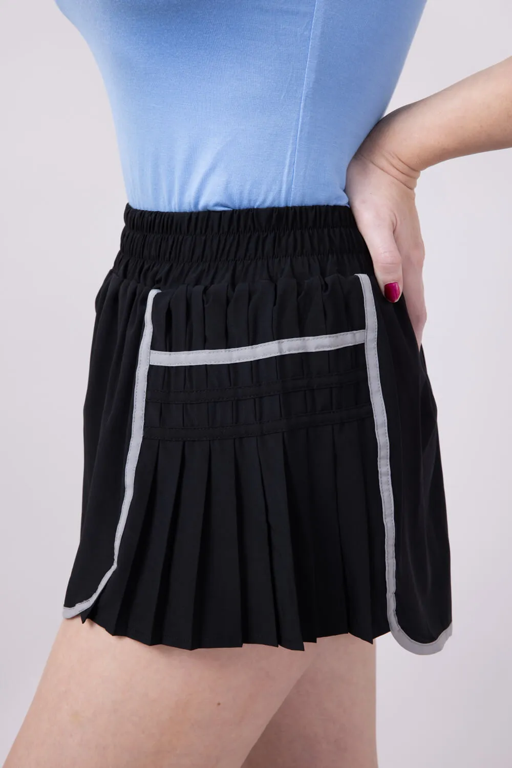 Simply Southern Side Pleated Shorts for Women in Black | PP-0125-SHORT-PLT-BLACK