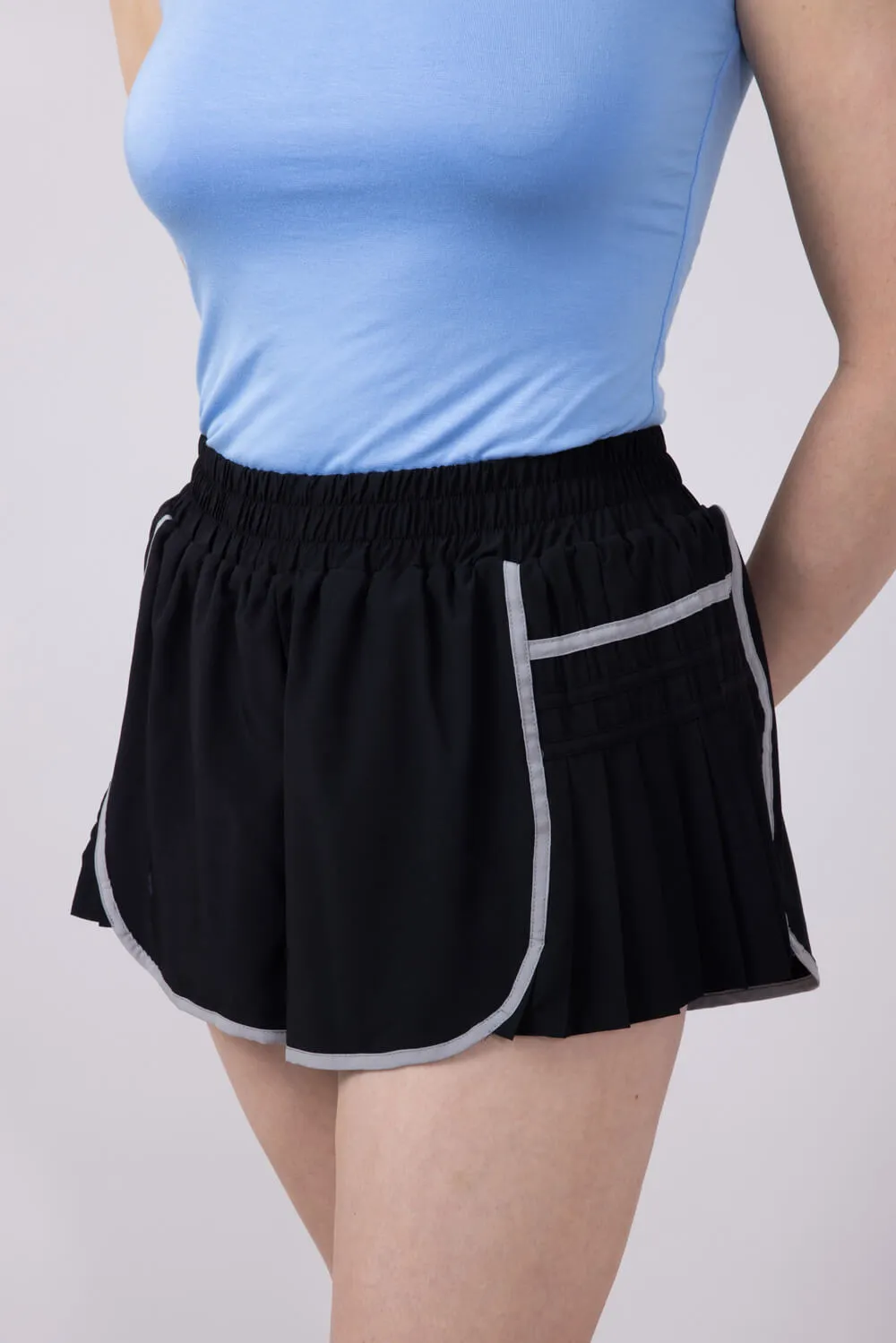 Simply Southern Side Pleated Shorts for Women in Black | PP-0125-SHORT-PLT-BLACK