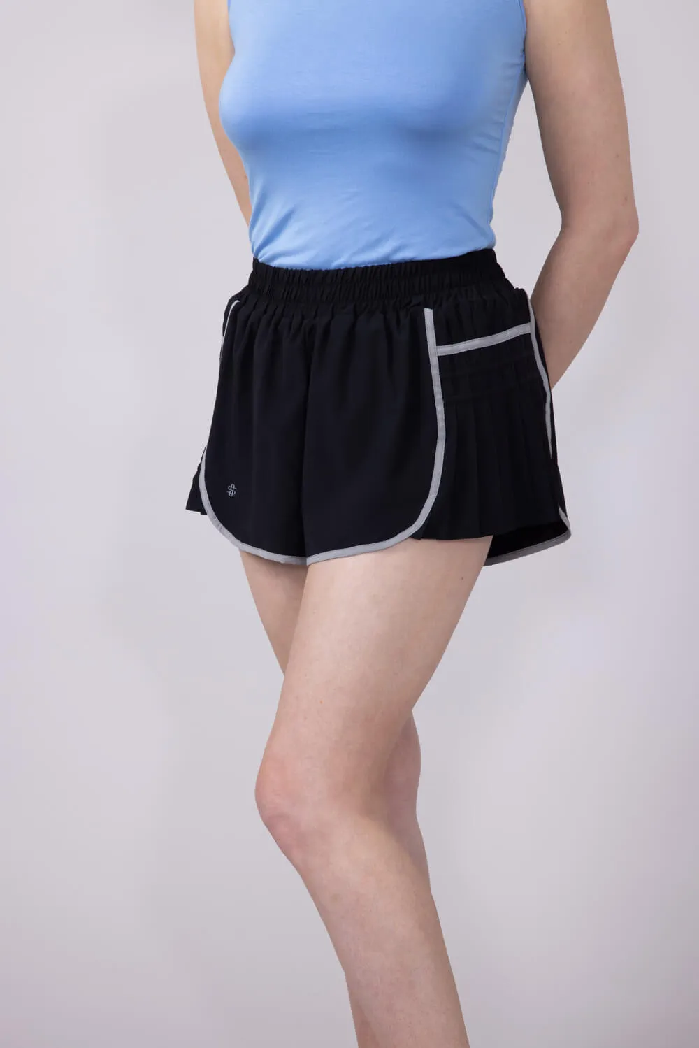 Simply Southern Side Pleated Shorts for Women in Black | PP-0125-SHORT-PLT-BLACK