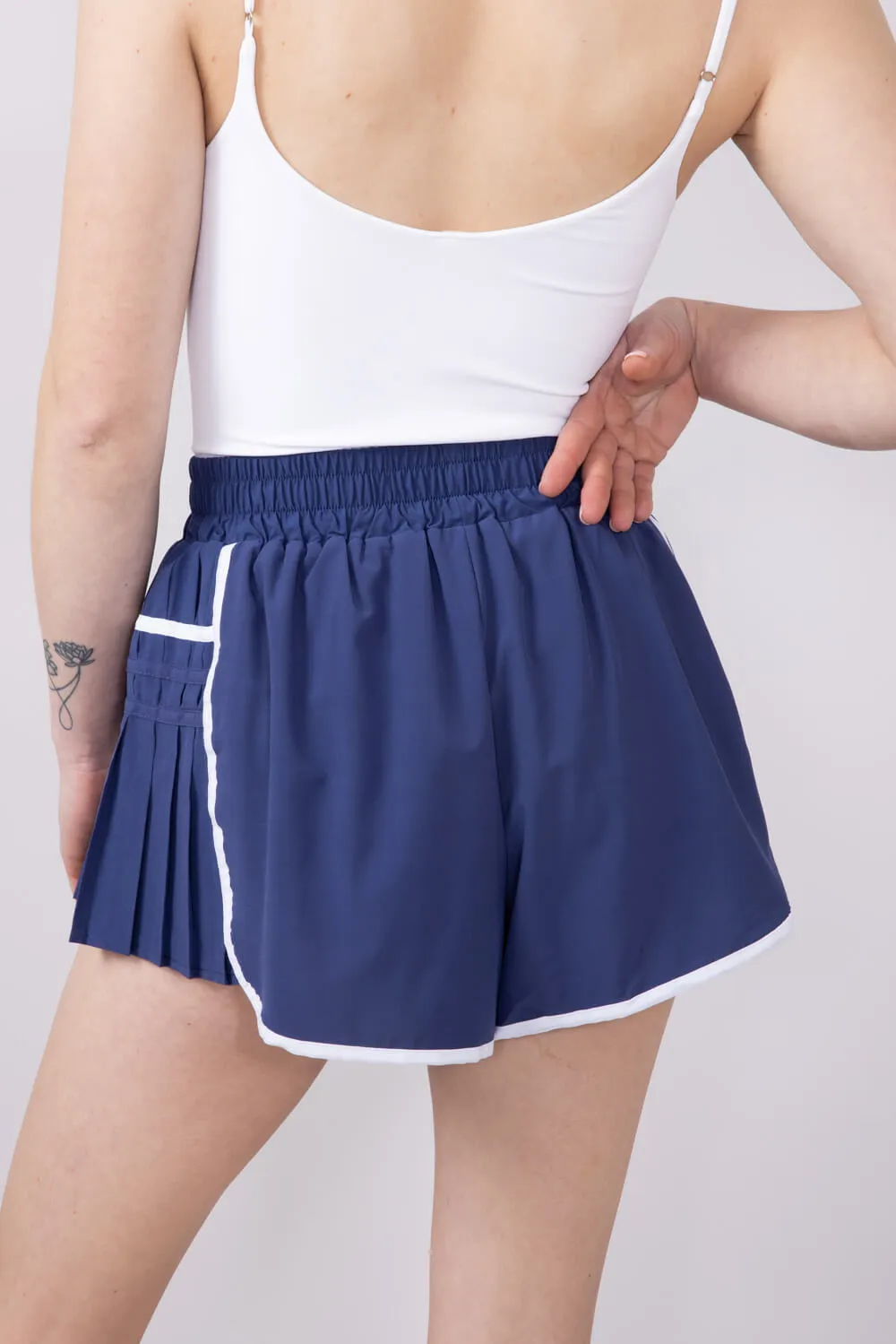 Simply Southern Side Pleated Shorts for Women in Cobalt Blue | PP-0125-SHORT-PLT-COBLT