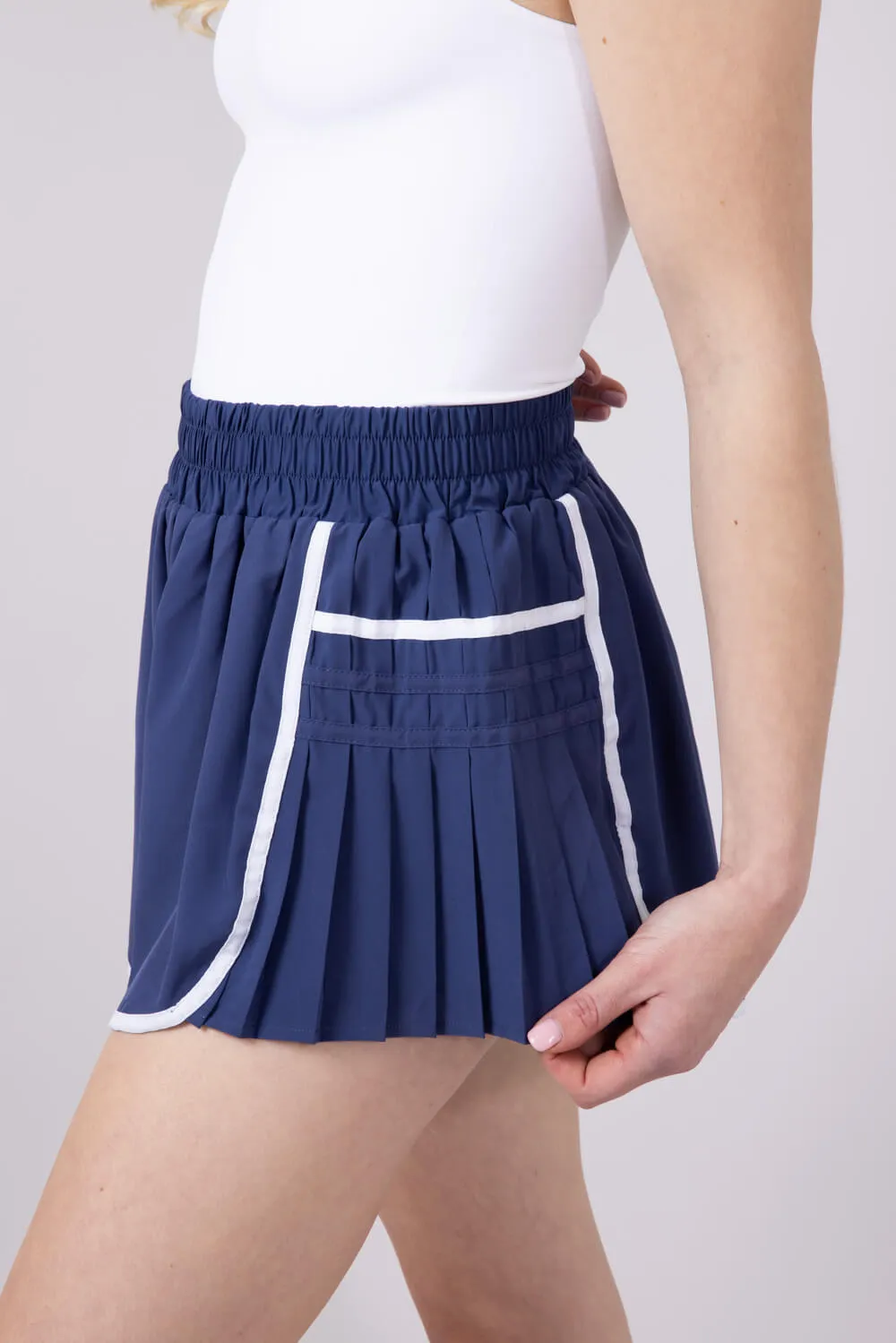 Simply Southern Side Pleated Shorts for Women in Cobalt Blue | PP-0125-SHORT-PLT-COBLT