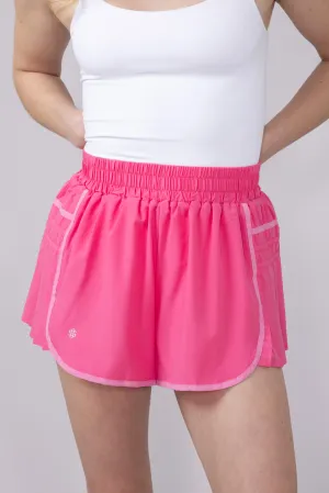 Simply Southern Side Pleated Shorts for Women in Hot Pink | PP-0125-SHORT-PLT-HTPNK