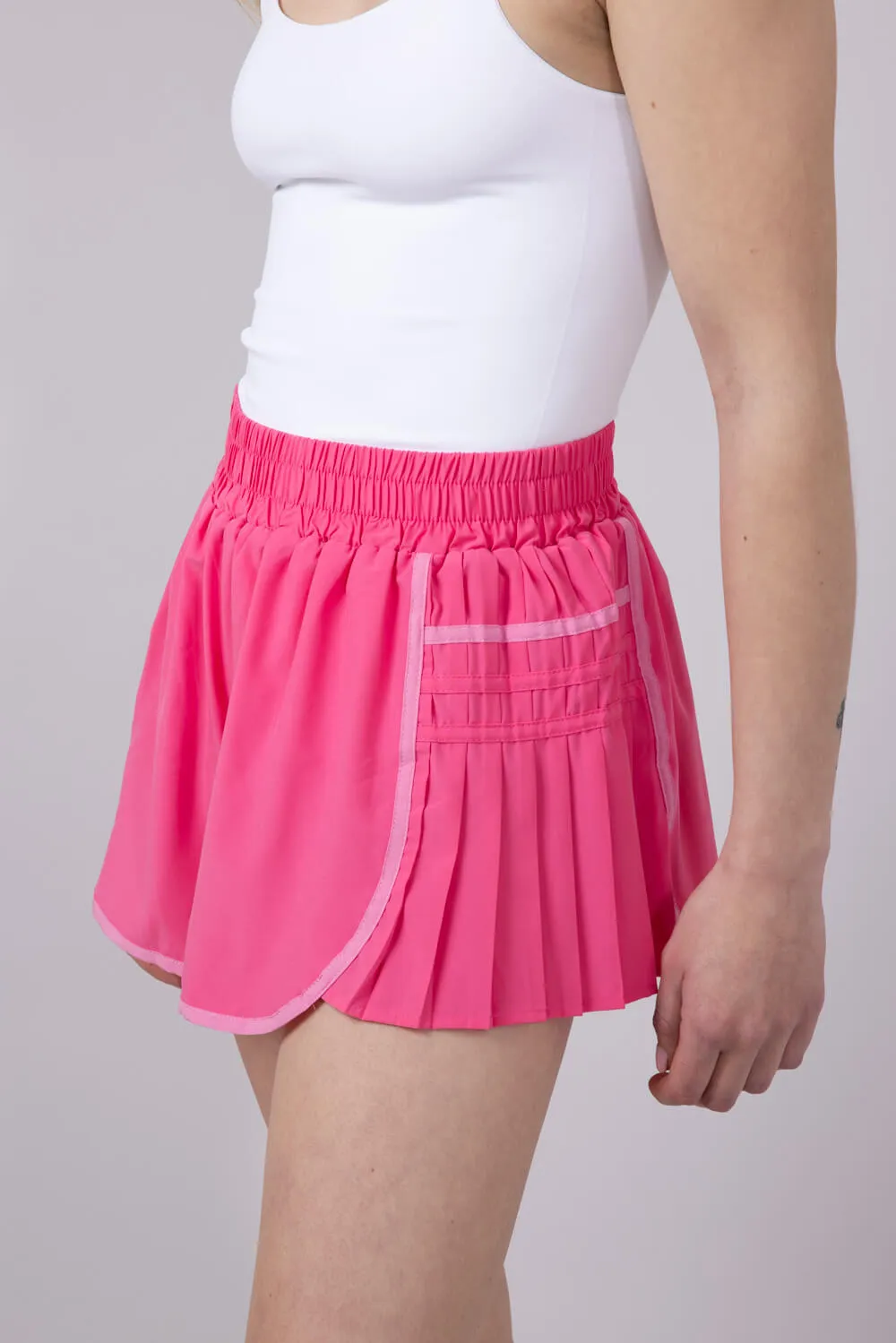 Simply Southern Side Pleated Shorts for Women in Hot Pink | PP-0125-SHORT-PLT-HTPNK