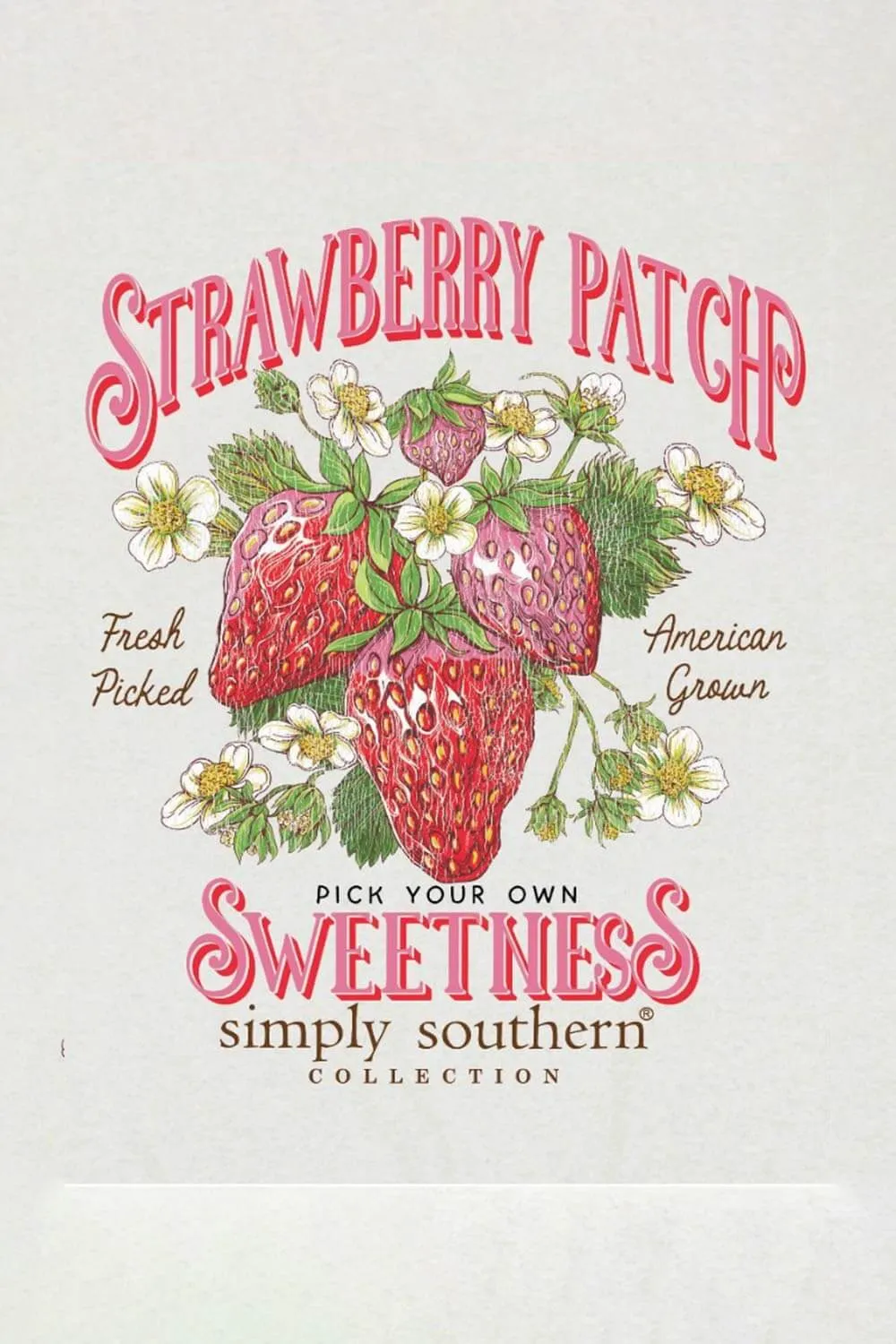 Simply Southern Strawberry Patch Fleece Sweatshirt for Women in Grey | CREW-PATCH-FLURRY