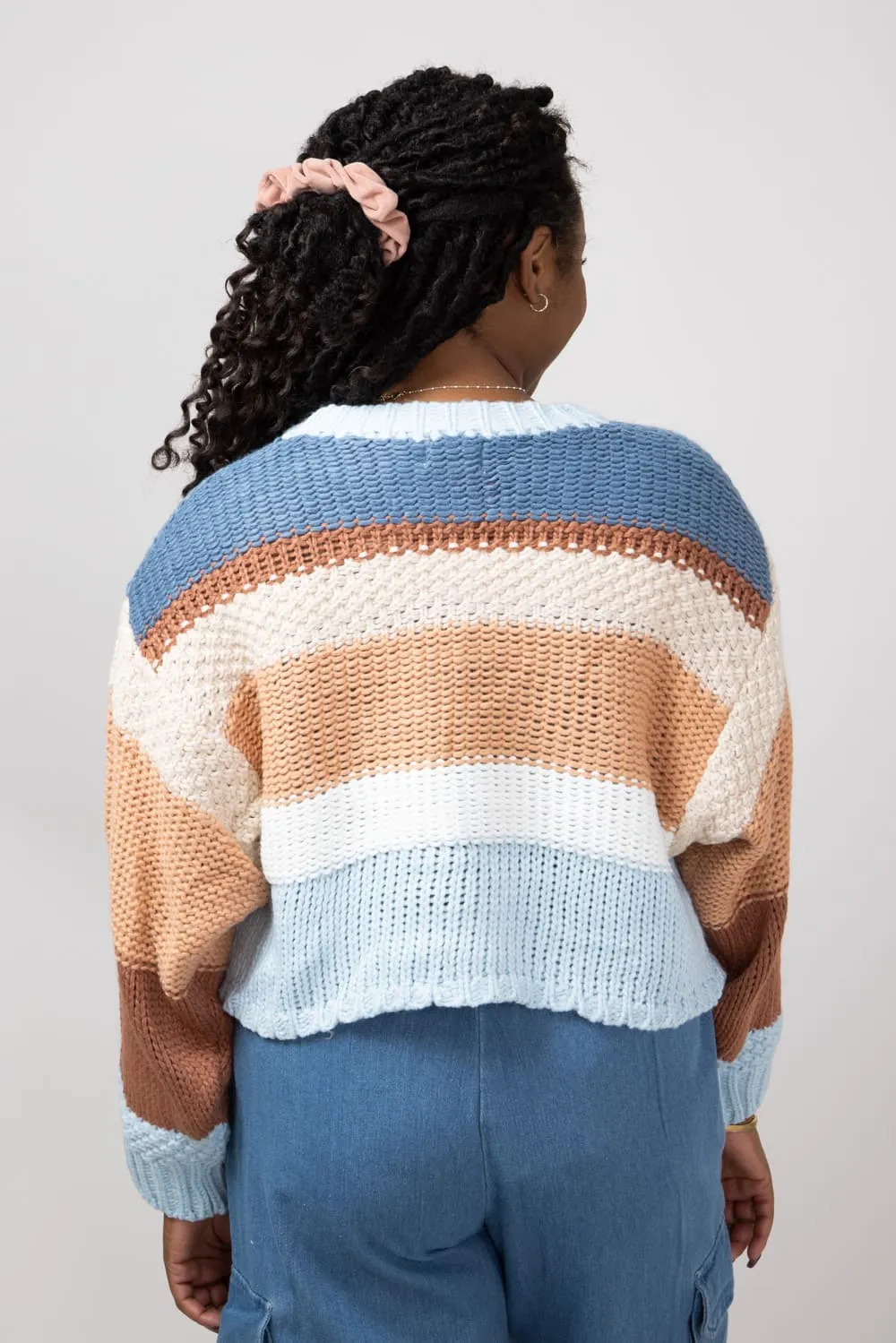 Simply Southern Striped Cropped Sweater for Women in Coast | PP-0224-SWTR-CLRSTRP-COAST