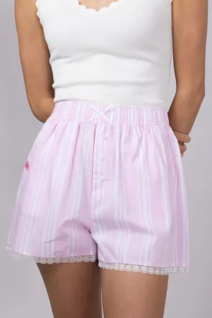 Simply Southern Striped Serena Boxer Shorts for Women in Pink/White | PP-0125-SHORT-SERENA-STRIPED