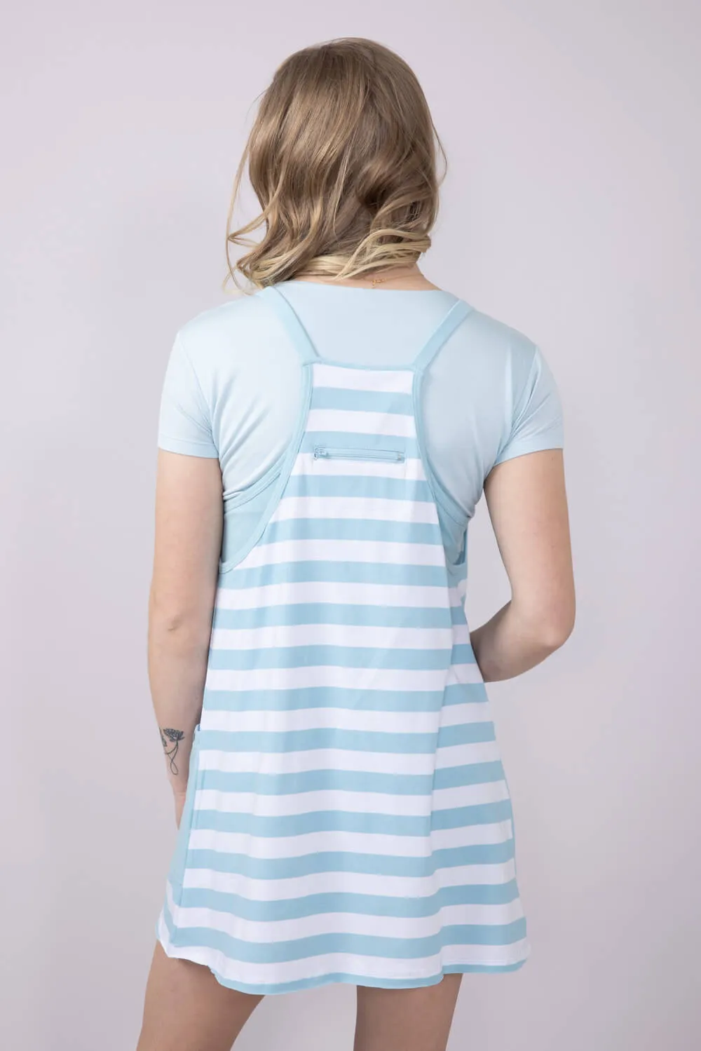 Simply Southern Striped Tara Romper Dress for Women in Ice Blue | PP-0125-DRS-TARA-STRIPED-ICE
