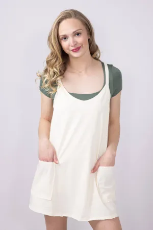 Simply Southern Tara Romper Dress for Women in Off White | PP-0125-DRS-TARA-SOLID-OFFWHT