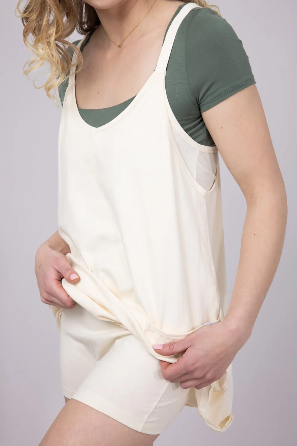 Simply Southern Tara Romper Dress for Women in Off White | PP-0125-DRS-TARA-SOLID-OFFWHT
