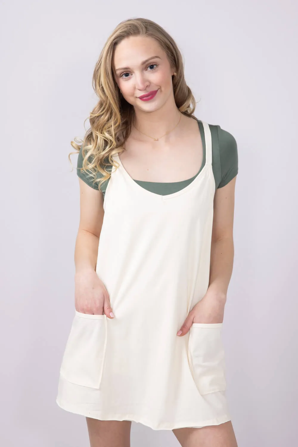 Simply Southern Tara Romper Dress for Women in Off White | PP-0125-DRS-TARA-SOLID-OFFWHT