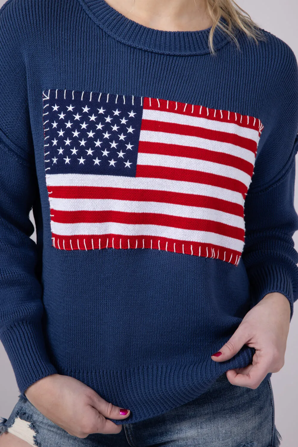 Simply Southern USA Sweater for Women in Dark Blue | PP-0125-SWTR-USA-DEEPSEA