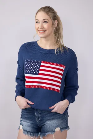 Simply Southern USA Sweater for Women in Dark Blue | PP-0125-SWTR-USA-DEEPSEA