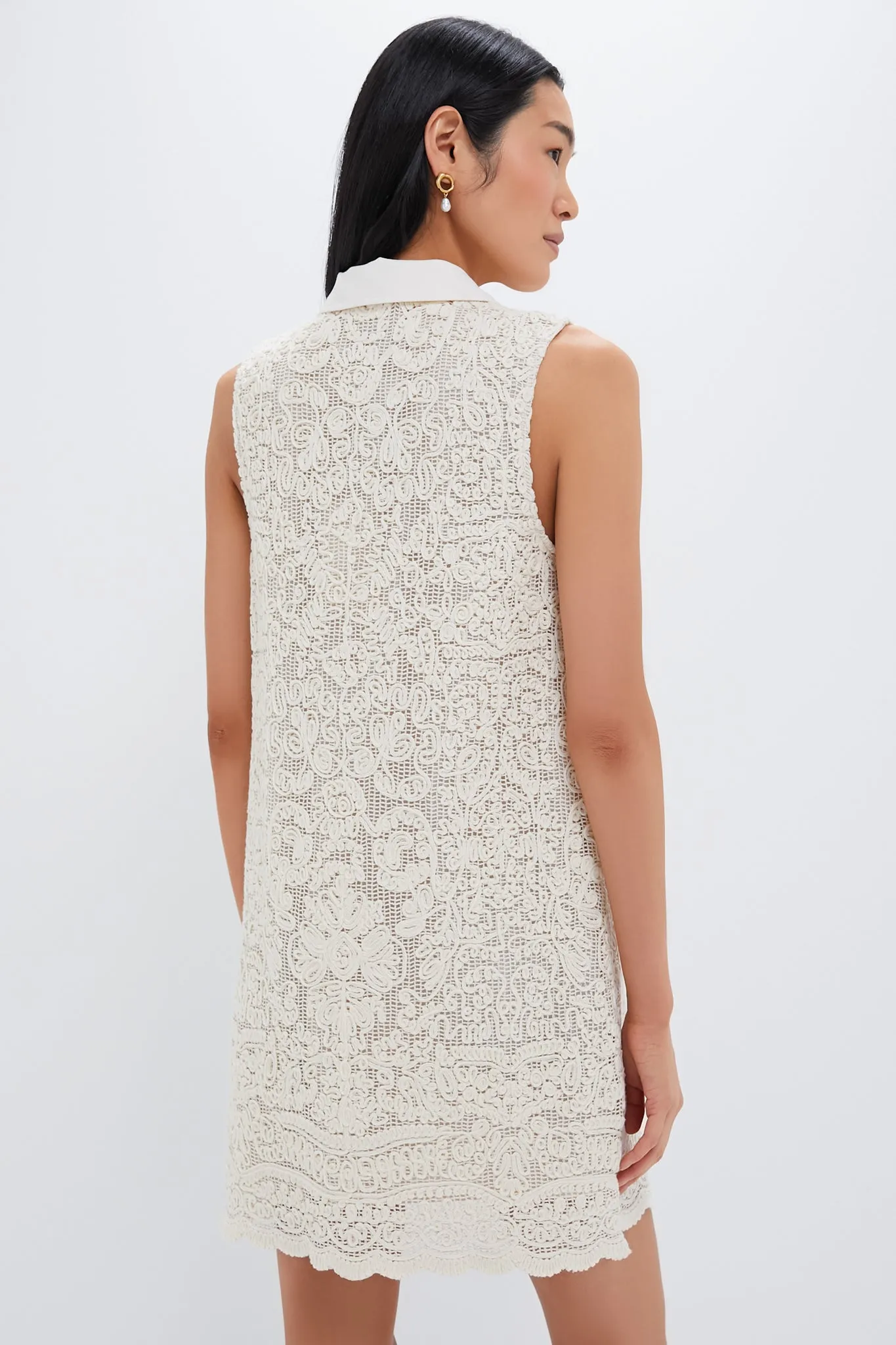 Tan Lace Sleeveless Collier Dress