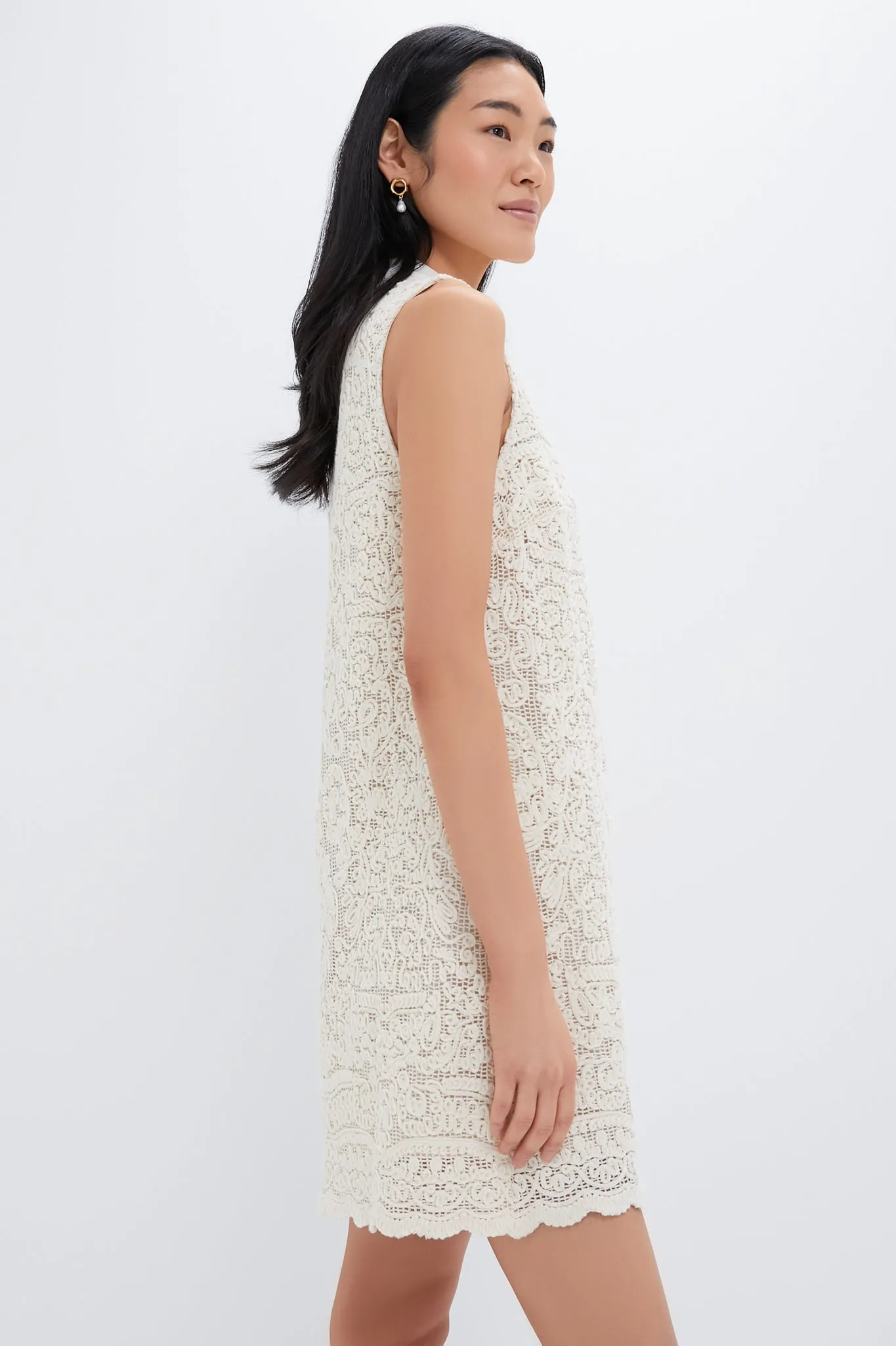 Tan Lace Sleeveless Collier Dress