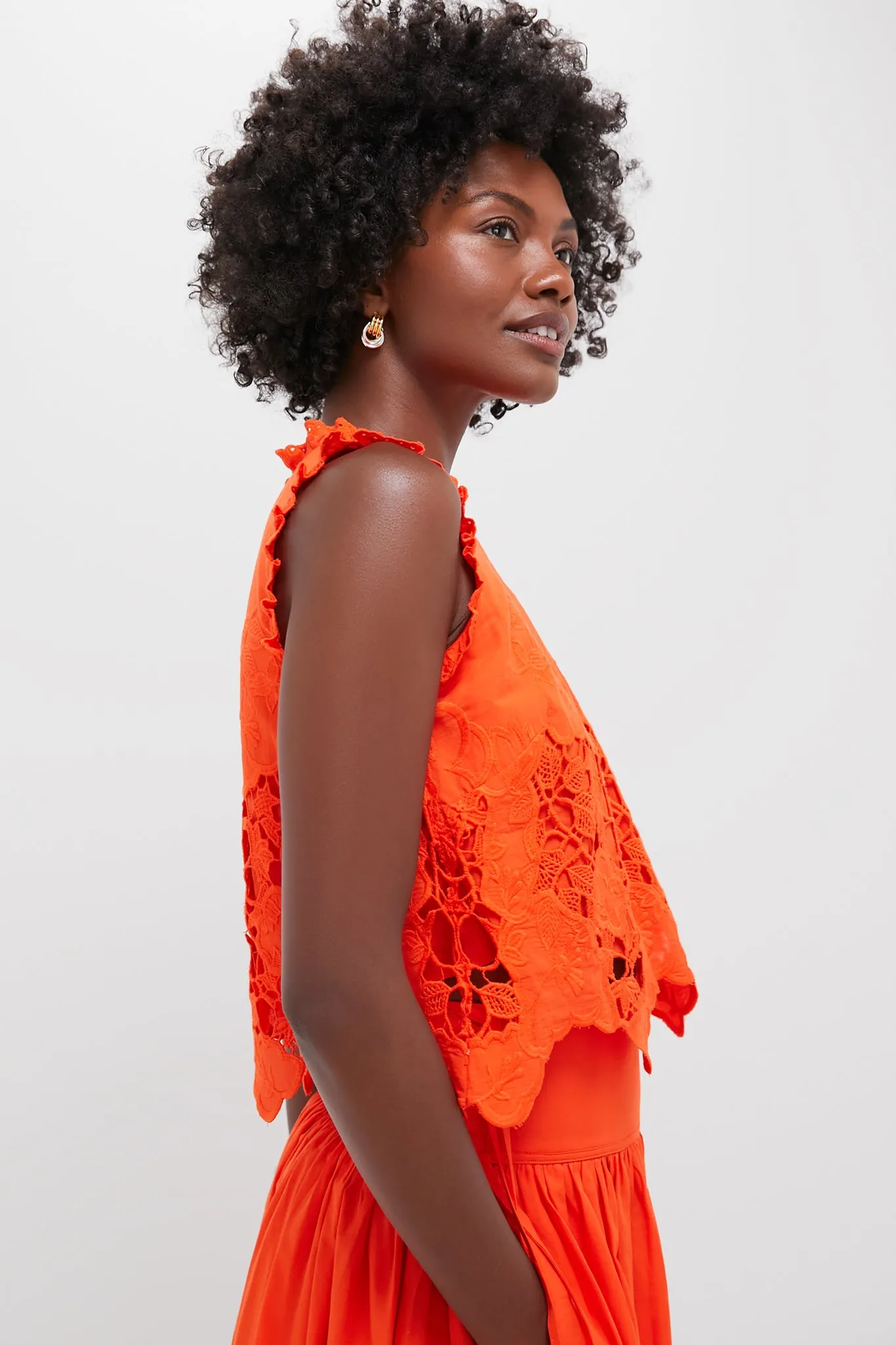 Tangerine Tango Embroidery Francesca Top