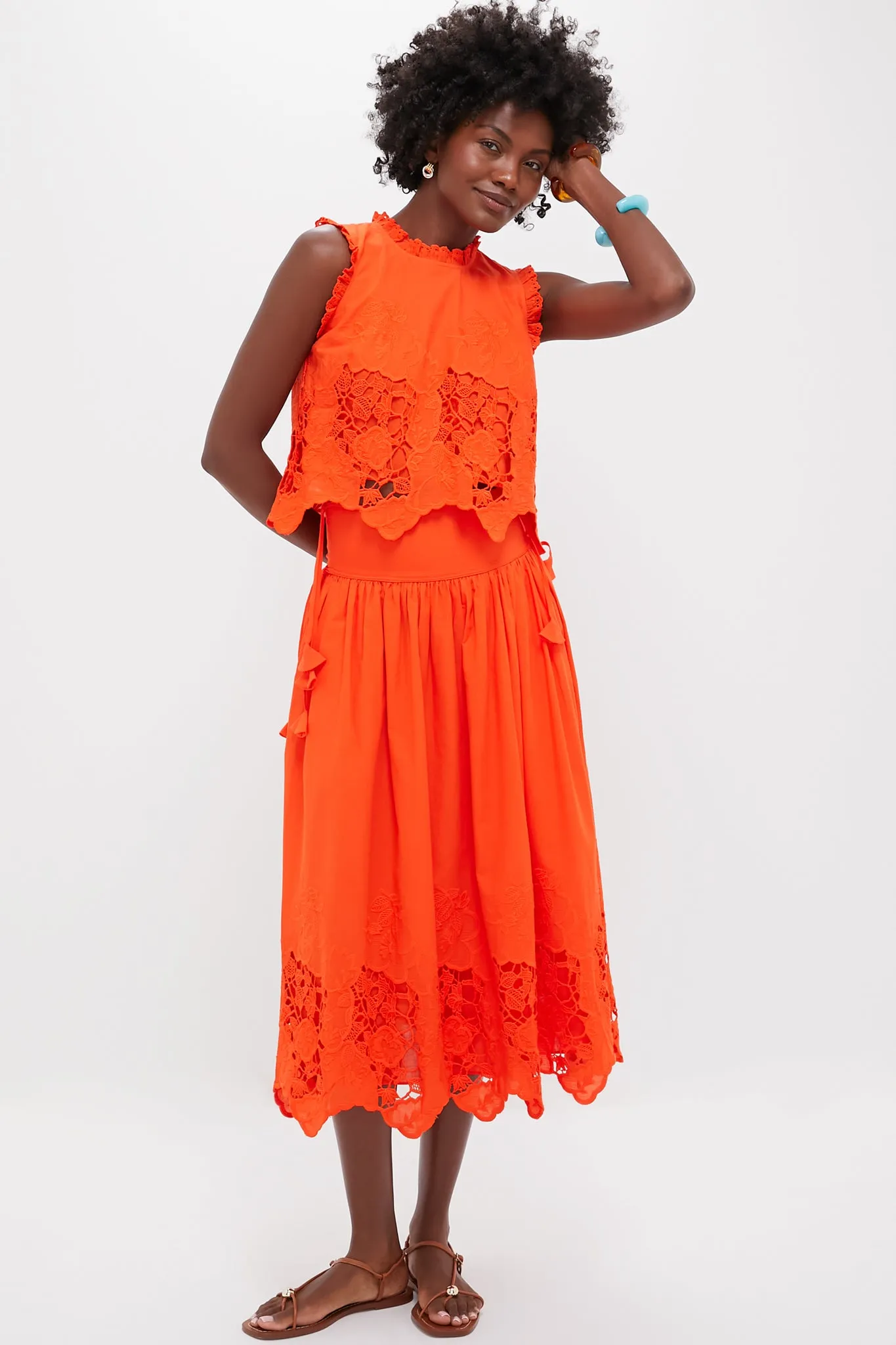 Tangerine Tango Embroidery Francesca Top