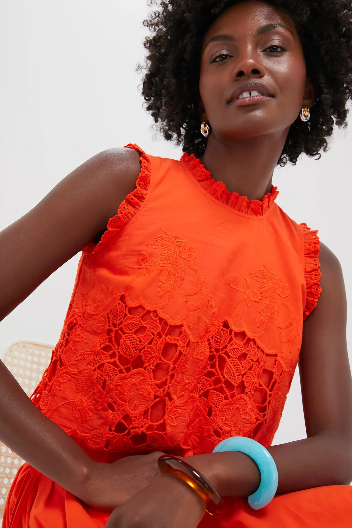 Tangerine Tango Embroidery Francesca Top