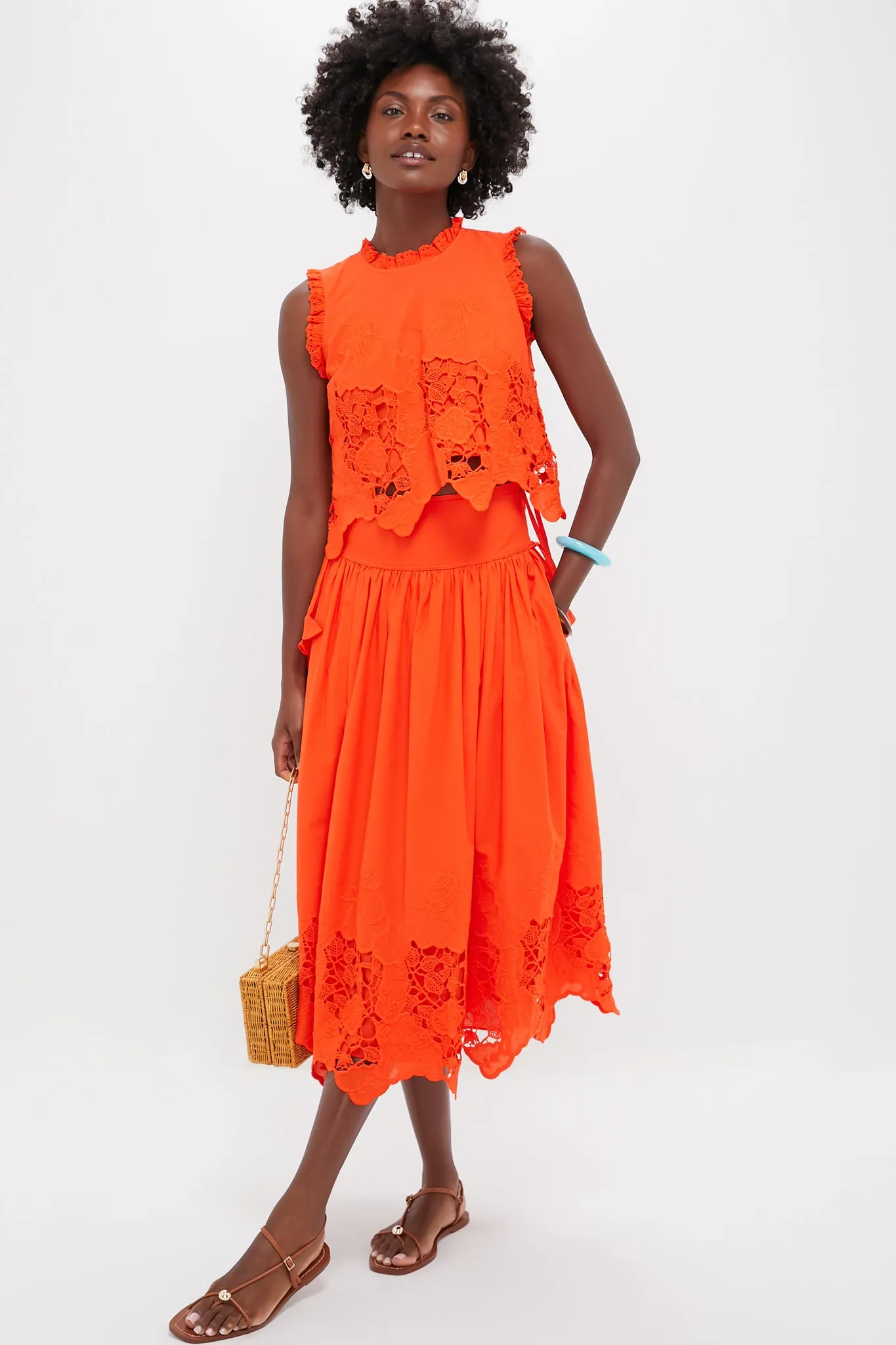 Tangerine Tango Embroidery Francesca Top
