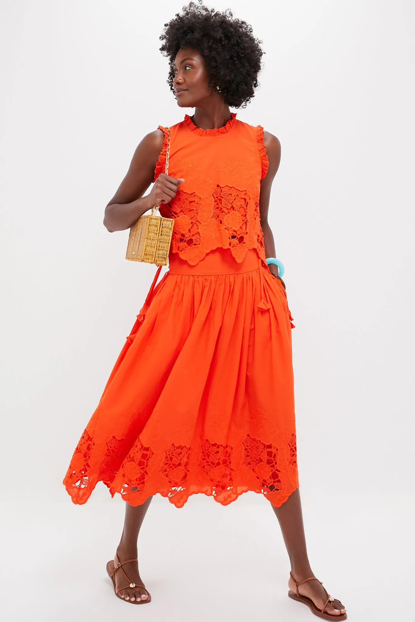 Tangerine Tango Embroidery Nathalie Skirt