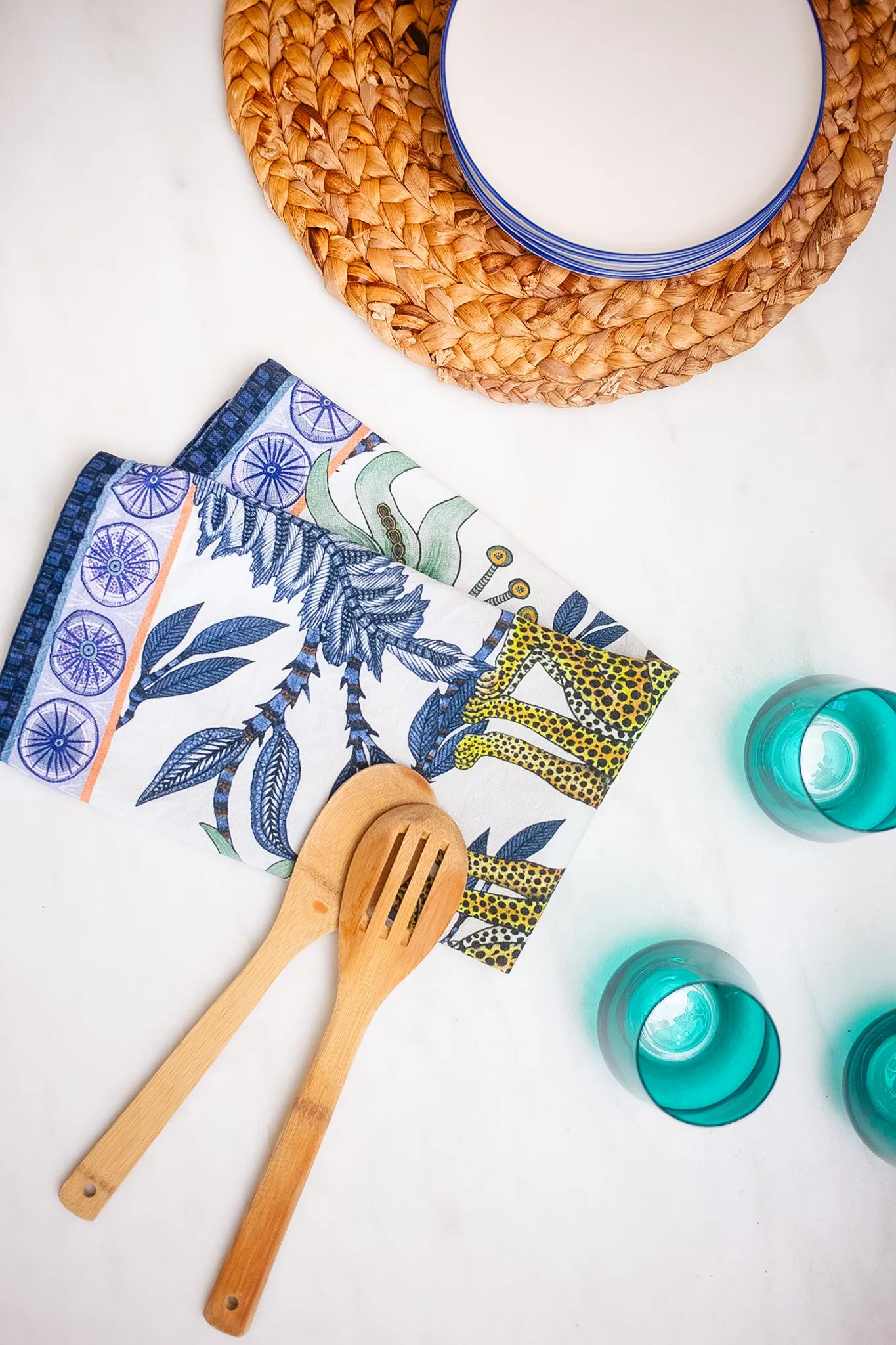 Tanzanite Lovebird Leopards Tea Towel