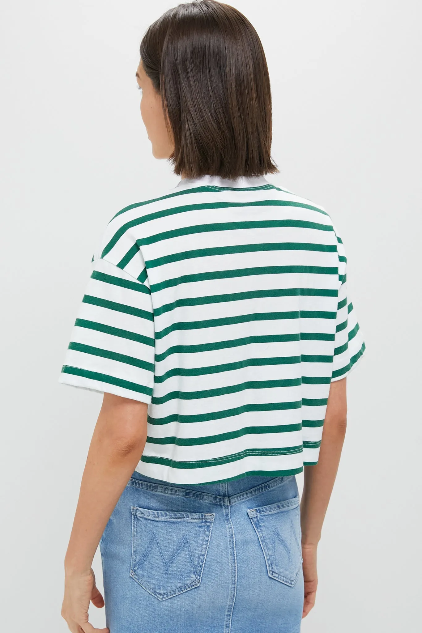 Thin Green Stripe Cuff Tee