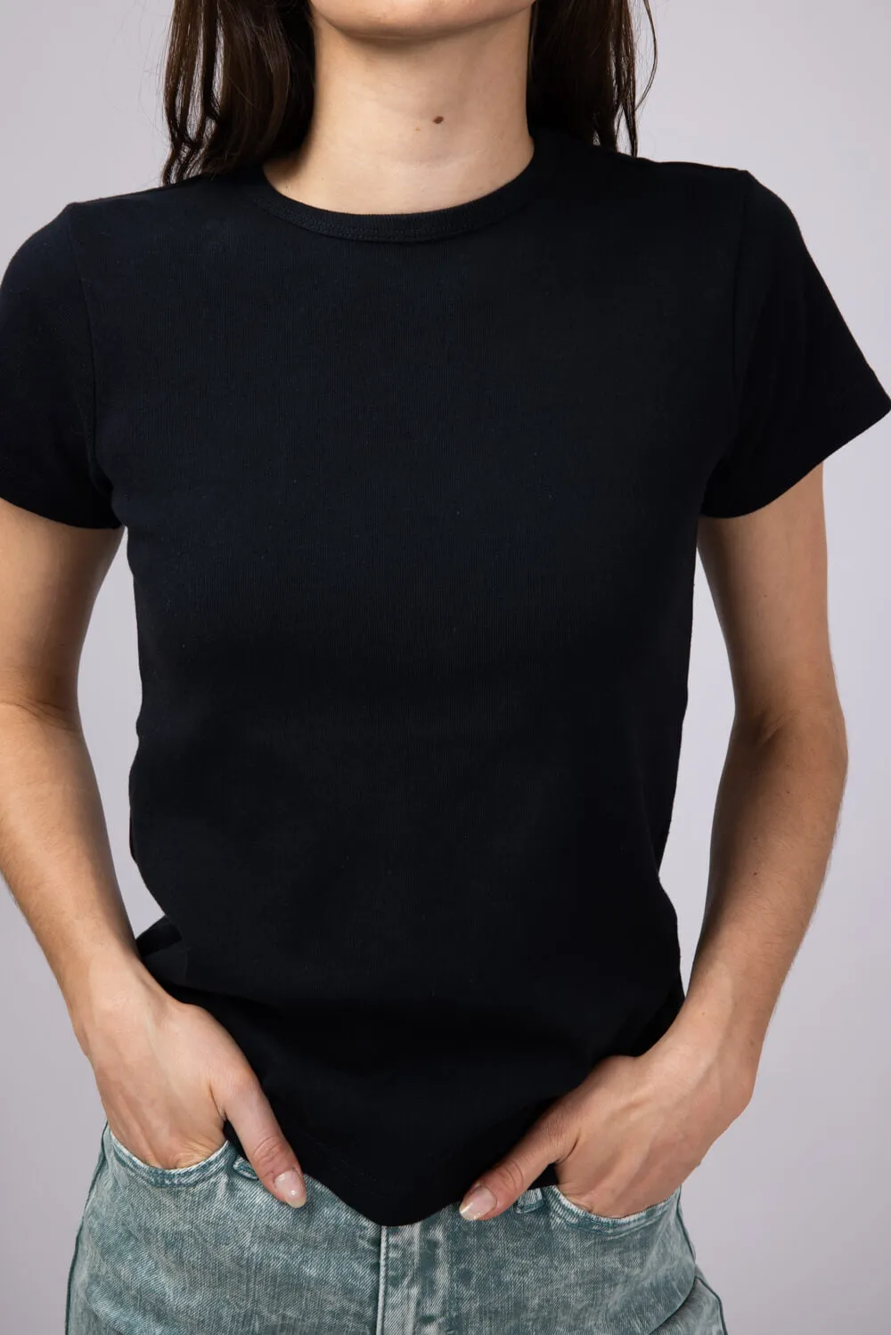 Thread & Supply Lexi Ribbed Knit T-Shirt for Women in Black | T2666SFRTS-BLACK
