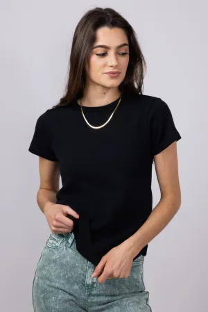 Thread & Supply Lexi Ribbed Knit T-Shirt for Women in Black | T2666SFRTS-BLACK