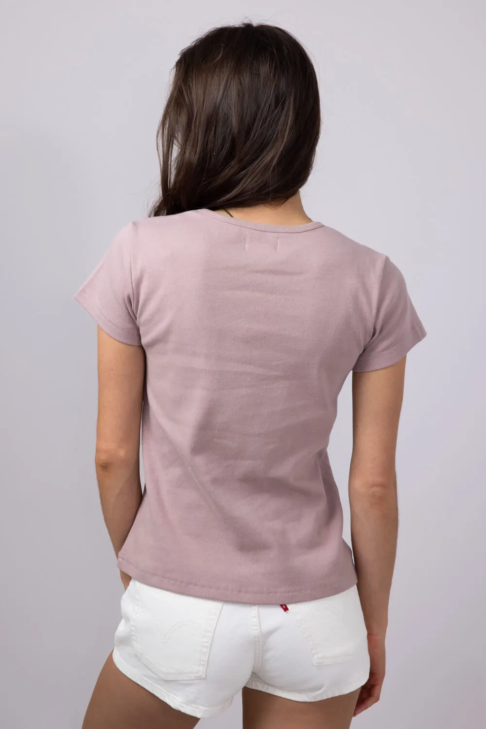 Thread & Supply Lexi Ribbed Knit T-Shirt for Women in Mauve | T2666SFRTS-MAUVE