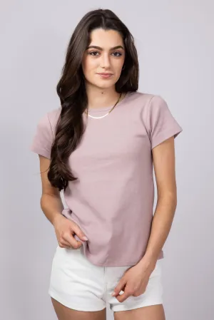 Thread & Supply Lexi Ribbed Knit T-Shirt for Women in Mauve | T2666SFRTS-MAUVE