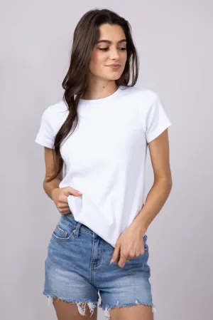 Thread & Supply Lexi Ribbed Knit T-Shirt for Women in White | T2666SFRTS-WHITE