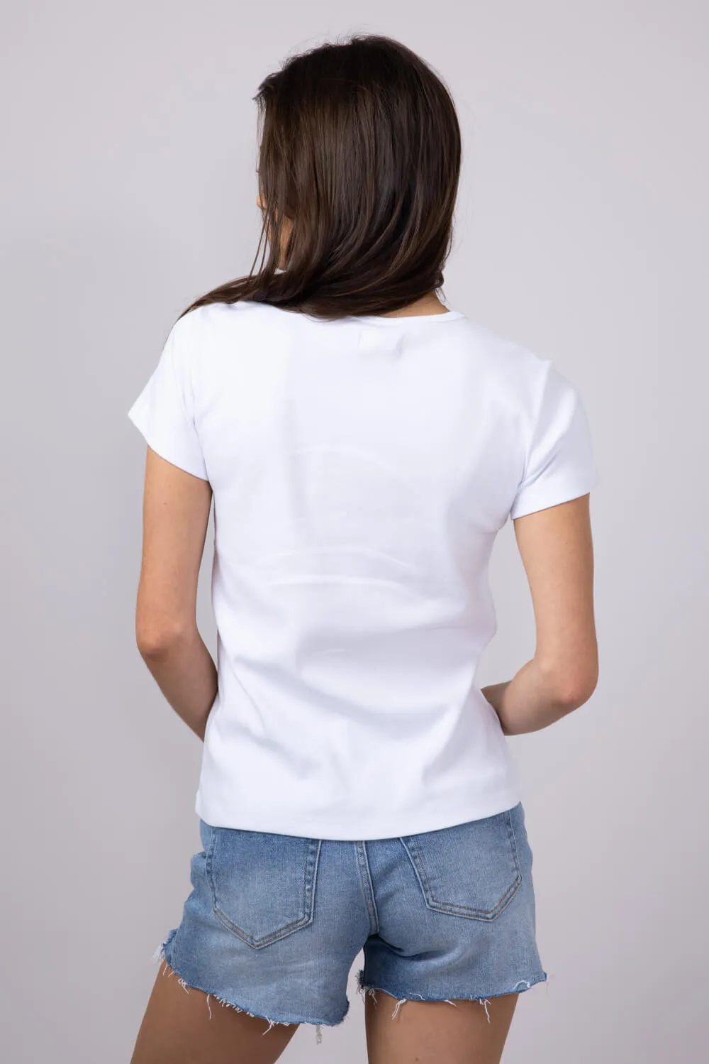 Thread & Supply Lexi Ribbed Knit T-Shirt for Women in White | T2666SFRTS-WHITE