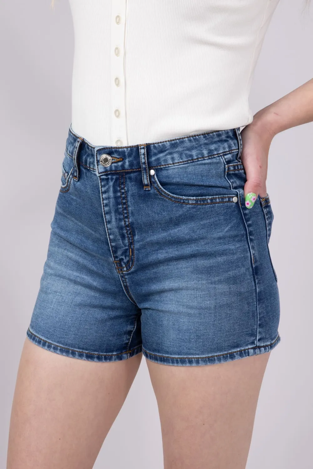 Thread & Supply Rowan Terry Mid-Rise Stretch Denim Shorts for Women | B2375DEKTS-DARKWASH