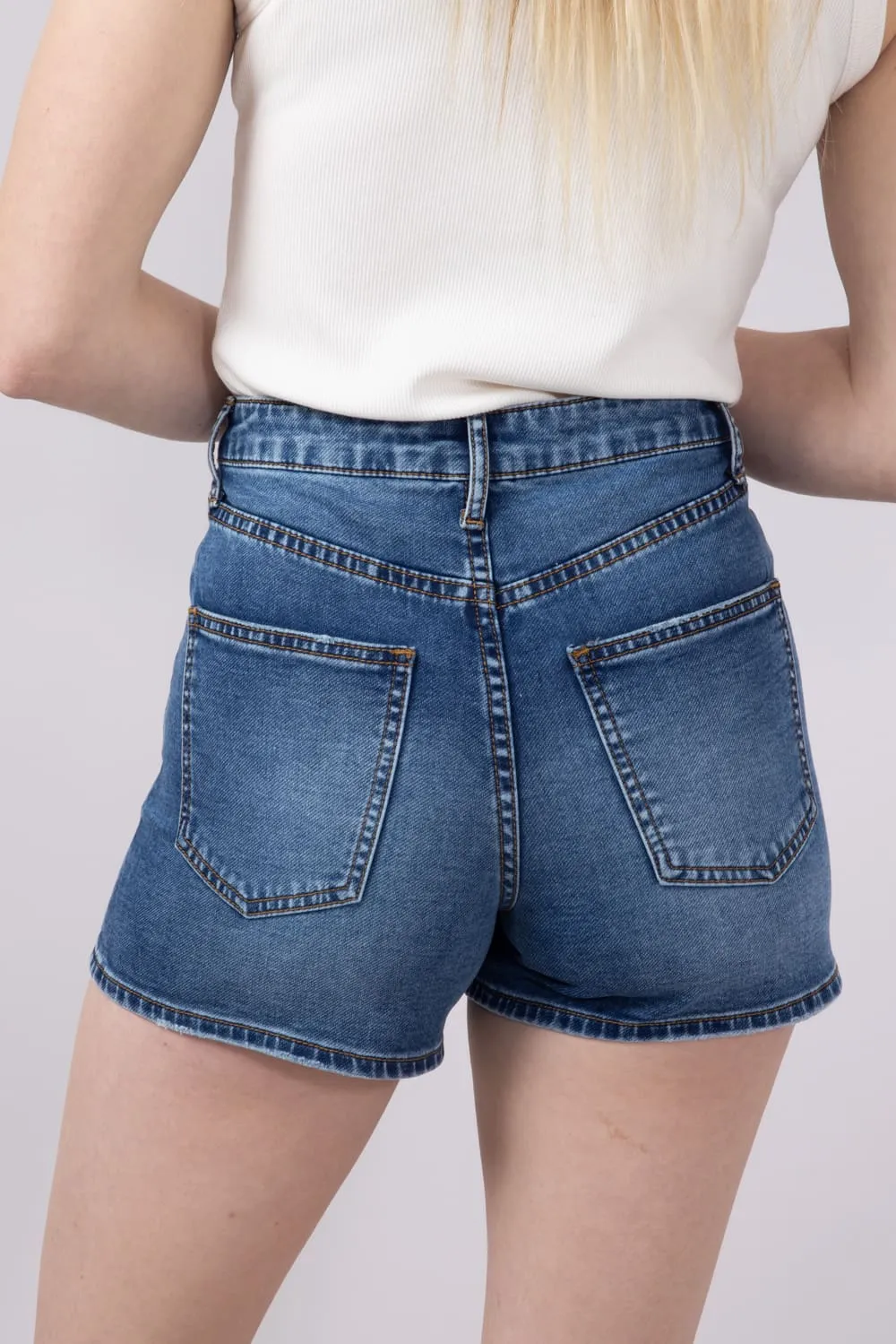 Thread & Supply Rowan Terry Mid-Rise Stretch Denim Shorts for Women | B2375DEKTS-DARKWASH