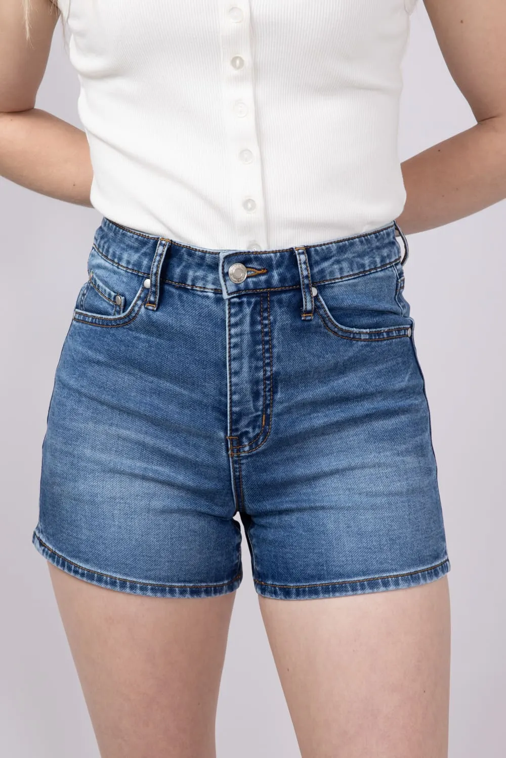 Thread & Supply Rowan Terry Mid-Rise Stretch Denim Shorts for Women | B2375DEKTS-DARKWASH