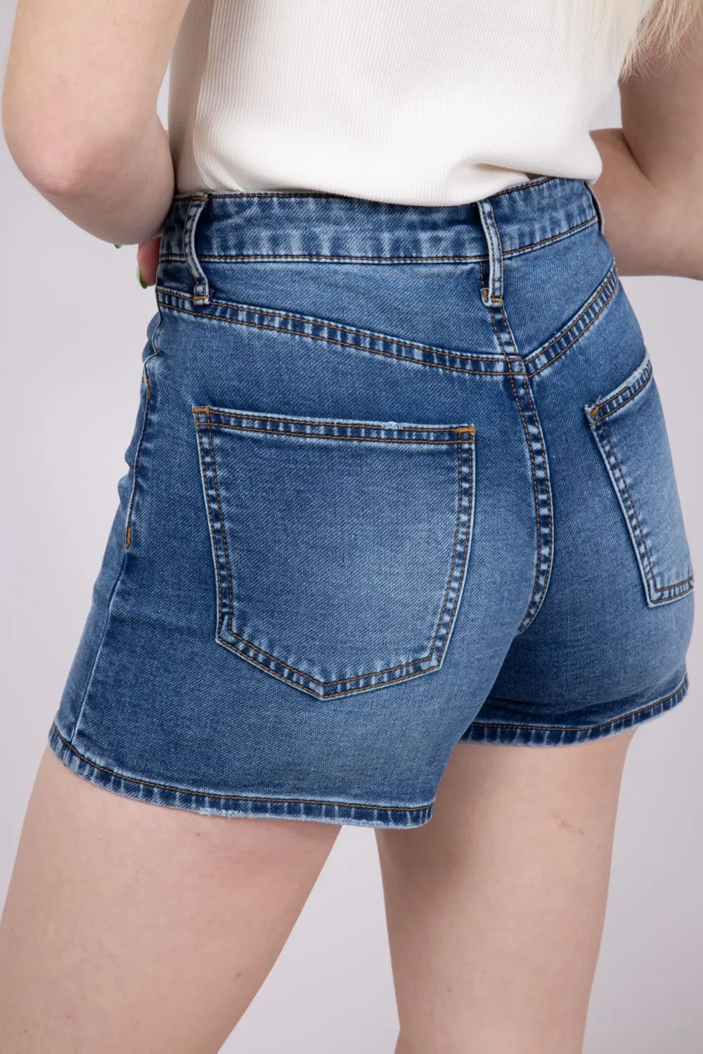 Thread & Supply Rowan Terry Mid-Rise Stretch Denim Shorts for Women | B2375DEKTS-DARKWASH